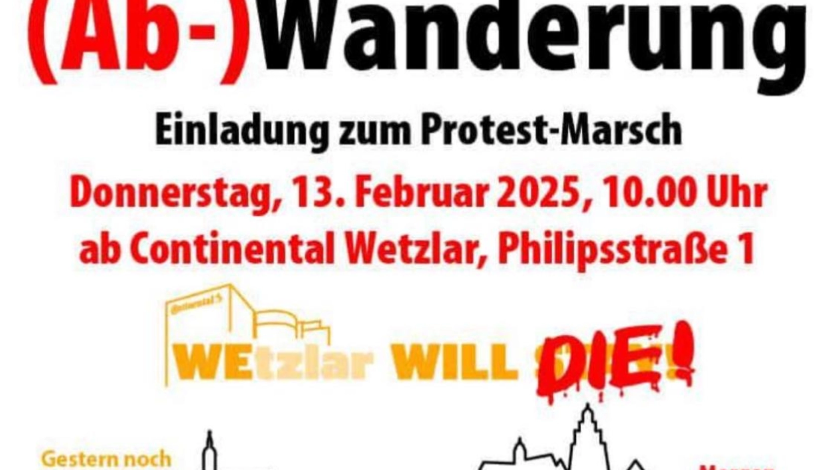 Kolleginnen und Kollegen von Continental demonstrieren in Wetzlar